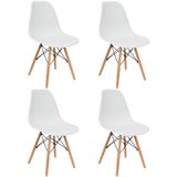 Kit 4 Cadeiras Charles Eames Eiffel Wood Design Branca Preta Cinza Outras