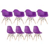 Kit 4 Cadeiras Eames Daw Com Braços + 4 Cadeiras Eiffel Dsw Roxo