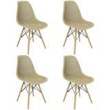 Kit 4 Cadeiras Charles Eames Colmeia Eiffel Base Madeira - Nude