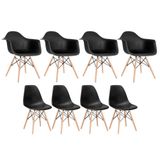 Kit 4 Cadeiras Eames Daw Com Braços + 4 Cadeiras Eiffel Dsw Preto