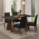 Conjunto Sala De Jantar Mesa Tampo De Madeira 4 Cadeiras Rustic/preto/oxford April Madesa