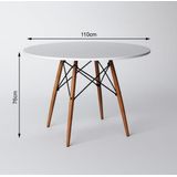 Mesa De Jantar Redonda Eiffel Eames 110cm Tampo Madeira Branco