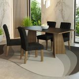 Conjunto Sala De Jantar Mesa Tampo De Madeira 4 Cadeiras Rustic/preto/oxford Ruby Madesa