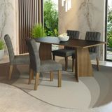 Conjunto Sala De Jantar Mesa Tampo De Madeira 4 Cadeiras Rustic/preto/silver Ruby Madesa