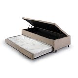 Bicama Box Baú Solteiro Com Colchão Ecoline D23 Ecoflex Suede Bege 88x188