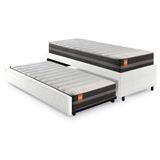 Bicama Box Solteiro Courino Linho Branco 88x188 Com Colchão Bogotá Molas Ultralastic Inducol