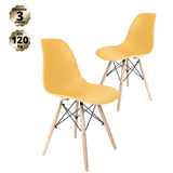 Conjunto Com 2 Cadeiras Eames Amarela - Base Madeira Natural