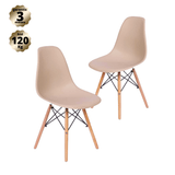 Conjunto Com 2 Cadeiras Eames Nude - Base Madeira Natural