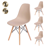 Conjunto Com 4 Cadeiras Eames Fendi - Base Madeira Natural