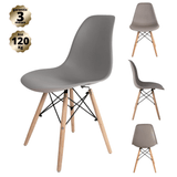 Conjunto Com 4 Cadeiras Eames Cinza - Base Madeira Natural