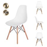 Conjunto Com 4 Cadeiras Eames Branca - Madeira Natural