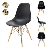 Conjunto De 4 Cadeiras Eames Preta - Base Madeira Natural