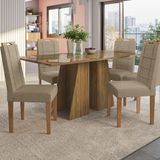 Conjunto Mesa De Jantar Com Tampo Retangular E 6 Cadeiras Nogueira/fendi