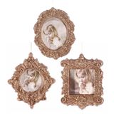 Kit Porta Retrato Rosê Gold Para Árvore Natal 10cm 3 Peças - Magizi