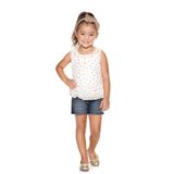 Conjunto Planet Kids Feminino Camisa/short Tule Coração Bege/jeans 5135 V18