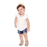 Conjunto Planet Kids Feminino Blusa/short Heart Bege/jeans 5087 V18