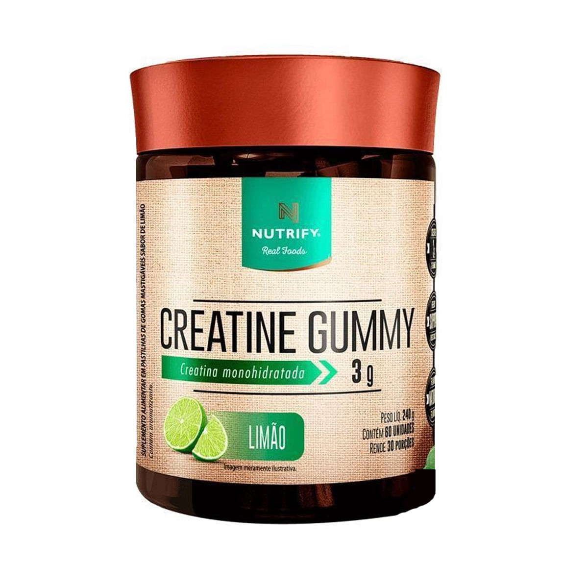 Creatina Monohidratada Gummy Sabor Limão 60 Unidades Nutrify