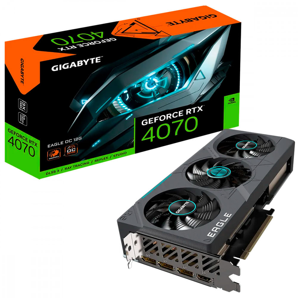 Placa De Vídeo Gigabyte Geforce Rtx 4070 Eagle Oc 12gb Gddr6x 192 Bits - Gv-n4070eagle Oc-12gd