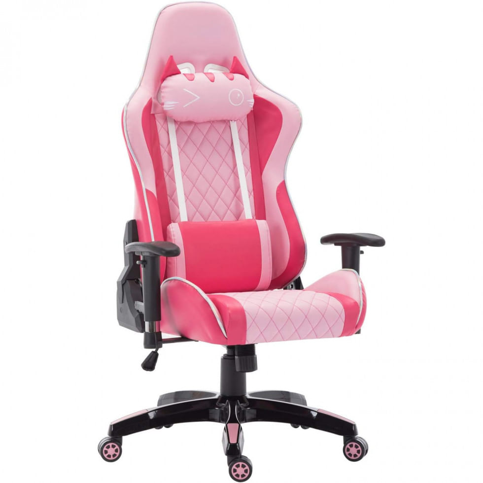 Cadeira Gamer Ergonomica E Giratoria Com Apoio De Cabeca 3d, Cimoo Cm 148 Pk, Rosa