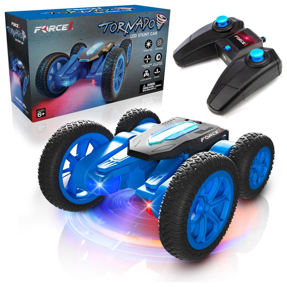 Carrinho De Controle Remoto, 4wd 2.4 Ghz, 360 Com Bateria Recarregavel, Force1, Azul