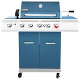 Churrasqueira A Gas 74.000 Btu Com 5 Queimadores, 2 Portas E 1 Queimador Lateral Em Aco Inoxidavel, Royal Gourmet Ga5403b, Azul