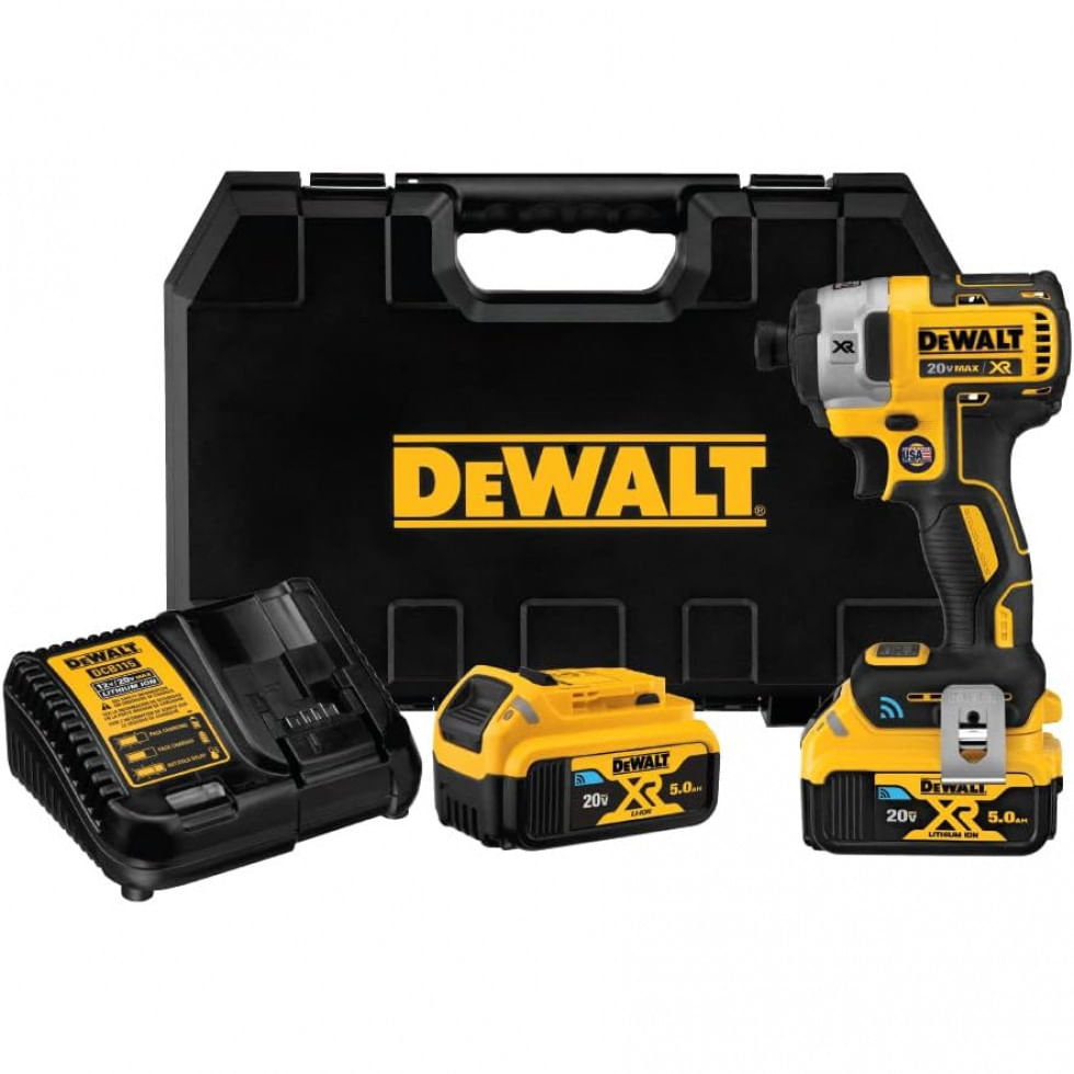 Kit Chave De Impacto Bluetooth Com 2 Baterias 20v Max Xr, Carregador E Maleta De Transporte, Dewalt Dcf888p2bt, Amarelo