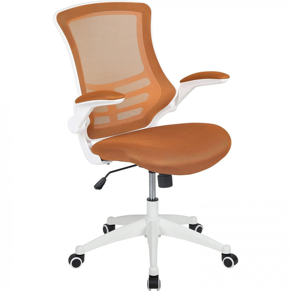 Cadeira De Escritorio Ergonomica Giratoria Com Encosto Medio, Flash Furniture Bl X 5m Wh Tan Gg, Marrom