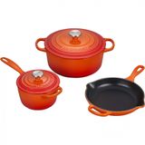 Conjunto De Panelas E Frigideiras De Ferro Fundido Esmaltado, 5 Pecas, Le Creuset Ms1605 2ss, Laranja