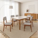 Conjunto Mesa De Jantar Tangará 180cm E 6 Cadeiras Estofadas Tiê Cabecasa Madeiramadeira Caramelo/bege Claro