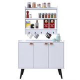 Kit Aparador Buffet Organizador Prateleira Interna Truzzi Armário Parede Porta Condimentos Cozinha Amélia - Branco - Rpm Móveis