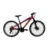 Bicicleta MTB Freeride TUFF25 Aro 26 21V Rosa Roxo - Viking