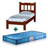 Cama Solteiro Madeira Castanho Pérola Nemargi Gazin