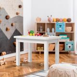 Mesa Infantil Retangular Madeira Maciça Branco Nemargi