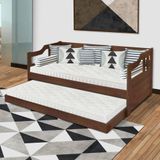 Sofa Cama Solteiro De Madeira Maciça Com Cama Auxiliar Atraente Imbuia