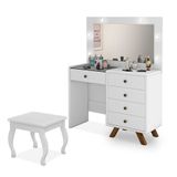 Penteadeira 5 Portas Com Banqueta Lótus Branco