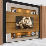 Painel Tv 75 Polegadas Com Luzes Led Milão New Carvalho Off White