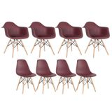 Kit 4 Cadeiras Eames Daw Com Braços + 4 Cadeiras Eiffel Dsw Marrom