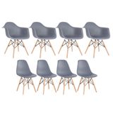 Kit 4 Cadeiras Eames Daw Com Braços + 4 Cadeiras Eiffel Dsw Cinza Escuro