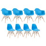 Kit 4 Cadeiras Eames Daw Com Braços + 4 Cadeiras Eiffel Dsw Azul Céu