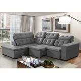 Sofá De Canto Berlim Retrátil/reclinável 6 Lugares Cinza Pillow Top C/molas Bonnel 2,20x2,80 - Sofá Casa