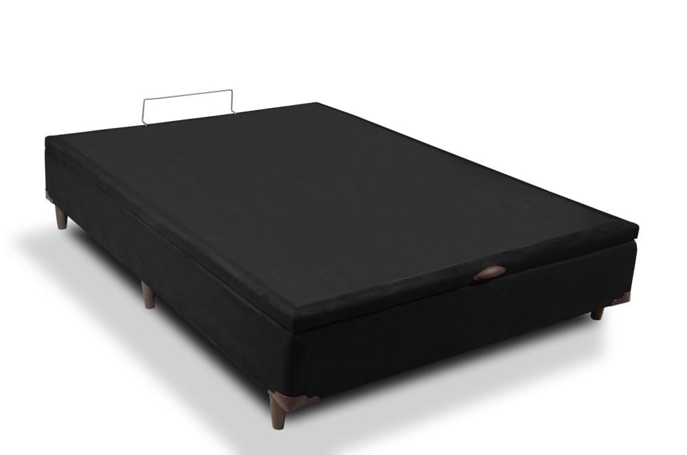 Cama Box Baú Casal Califórnia Preto 138x188x42 - Sofá Casa