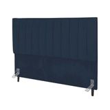 Cabeceira Estofada De Cama Casal Box 140 Cm Esther Veludo E Frame Cor:azul Marinho