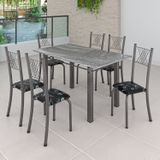 Conjunto Mesa Com 6 Cadeiras Tampo De Granito Topázio sara yescasa Preto Floral/mart Prata