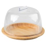 Queijeira Porta Queijo Bambu Acrílico Porta Frios 16cm Ou