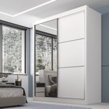 Guarda Roupa Casal 2 Portas 3 Gavetas Com Espelho 100% Mdf Grécia Branco