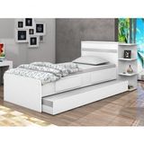 Cama Solteiro Com Baú 2 Gavetas E Cama Auxiliar Jade Yescasa Branco