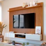 Painel Ripado Home Para Tv Até 70 Polegadas Nature Off White Loft Imcal