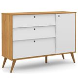 Cômoda Infantil Com Porta Retro Gold Freijó Branco Soft Eco Wood - Matic