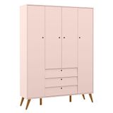 Guarda Roupa Infantil Retro Gold 4 Portas Rose Eco Wood - Matic