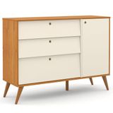 Cômoda Infantil Com Porta Retro Gold Freijó Off White Eco Wood - Matic